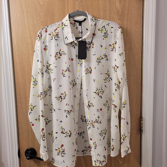 Armani Exchange White Shirt with Black and Yellow Details - Picture 1 of 9